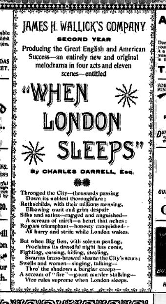 grand opera house london ont programme when london sleeps by charles darrell esq 1898